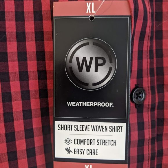 NWT Weatherproof Short Sleeve Men's Comfort Stretch XL Checked Shirt - Picture 3 of 7